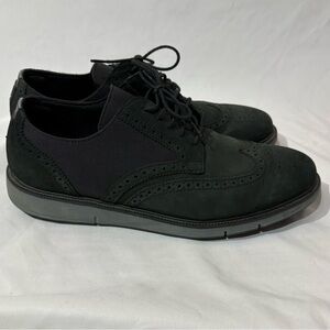 Swims Men’s 11 Motion Wingtip Oxford Black Nubuck Leather Grey Sole